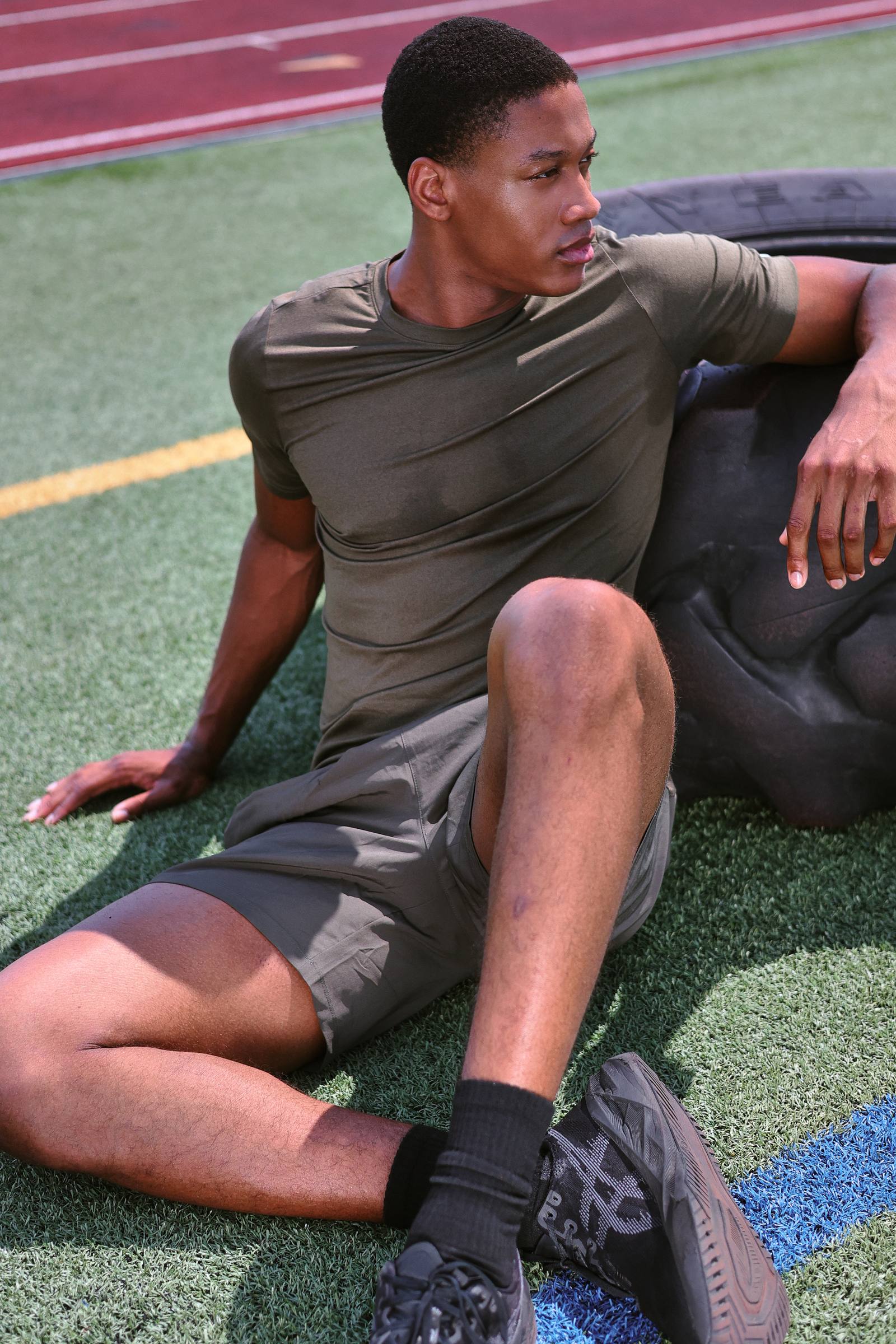 Luciano training on an outdoor track in New York